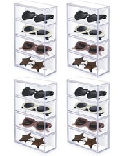 4 Pcs Sunglass Storage Box, Acrylic Eyeglass Organizer, Make-up Storage Drawe...