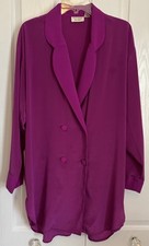 Vintage Victorias Secret Gold Label Purple Satin Sleep Shirt M Long Sleeve