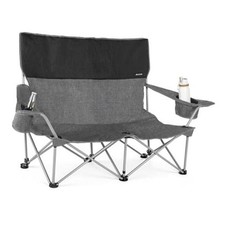 Low Lightweight Double Camping Chair, Camping Loveseat Support 500 LB Grey