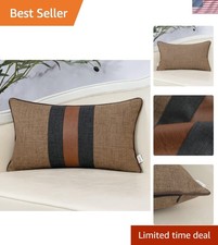 Patchwork Pillow Cover 12x20 Inch Luxury Cotton and Linen Cushion Cover Faux ...
