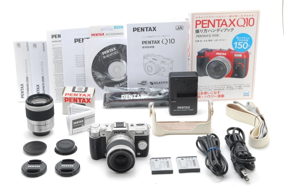 Pentax Q10 12.4MP Spiegellose Kamera Doppelzoom Kit Silber Near Mint aus Japan