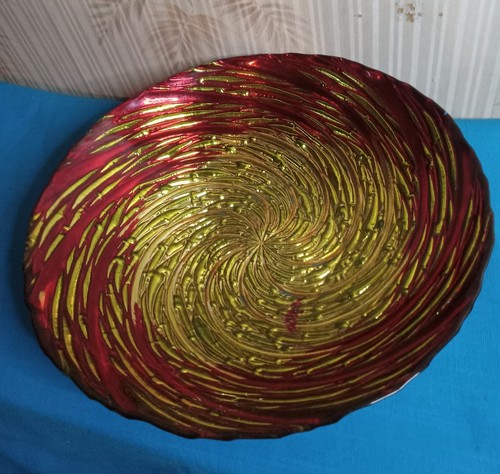 Große türkische Kunst Glas Display Schale rot Silber & Gold künstlerische Akzente 13" - Bild 17 von 17