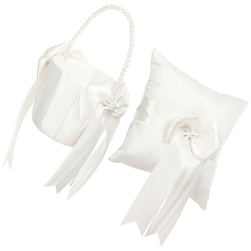Flower Girl Basket Ring Pillow Set Bride Unique Wedding Favors for Ceremony - Picture 3 of 12