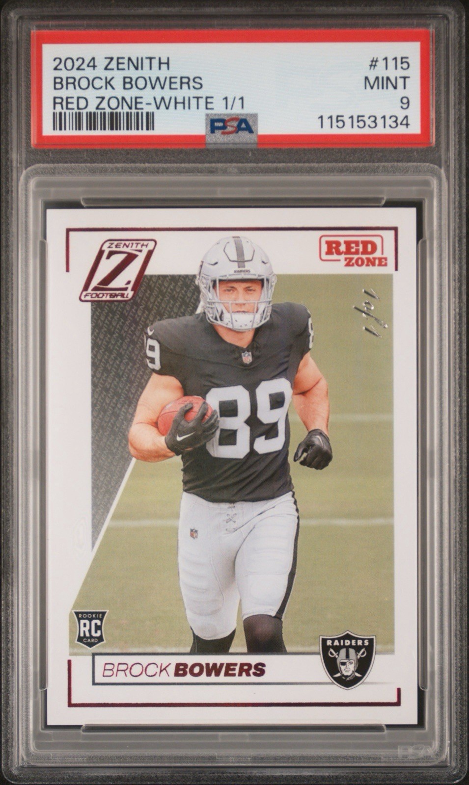 Brock Bowers Panini Zenith #115 Red Zone-White 1/1