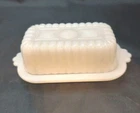 Vintage 1950's Hazel Atlas Covered Half Stick Butter Dish White Milk Glass