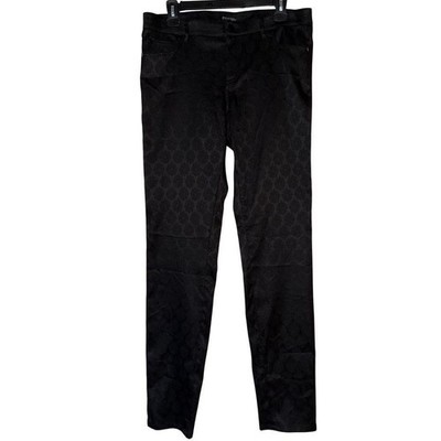 Etcetera Black Embossed Paisley Patterned Slim Fit Pants Size 10