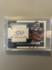 2018 Panini One - Rookie Dual Patch Autographs Saquon Barkley #55 Blue /99 (AU,