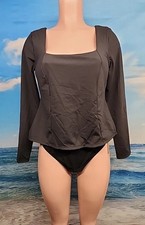 Nwt Shapellx- Bodysuit Long Sleeve Shirt - Size Large Black.