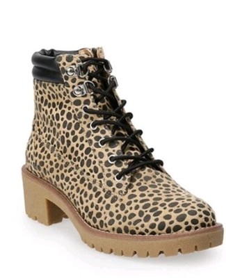 Women's Hiker Boots Leopard Print Grunge Size 10 Animal Print Streetwear Concert