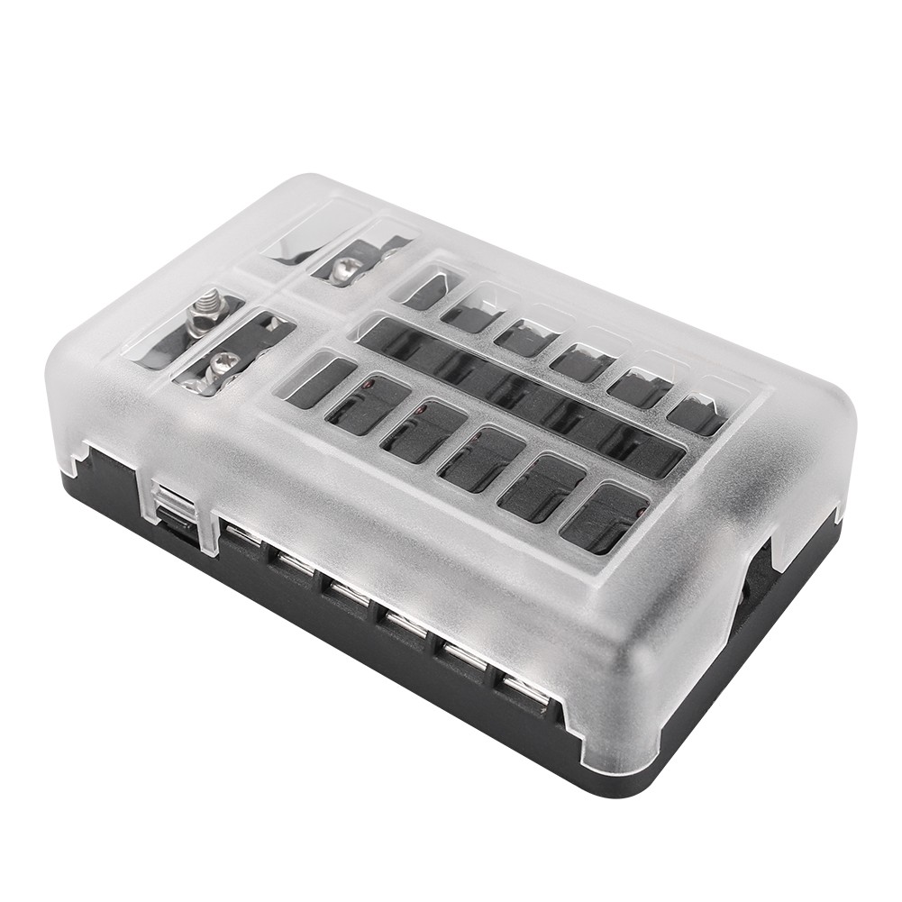 12 Way Blade Fuse Box Block Holder LED Indicator 12V 32V Auto Marine Waterproof