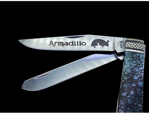 CASE XX CUSTOM TRAPPER W/ ARMADILLO SCALES BY MIKE NEWLAND 1 OF 1 COA BLUE BLACK - Picture 8 of 10