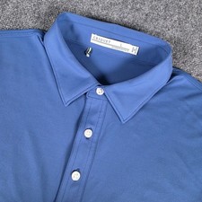 Criquet Polo Shirt Mens L Blue Performance Short Sleeve Golf w/Logo