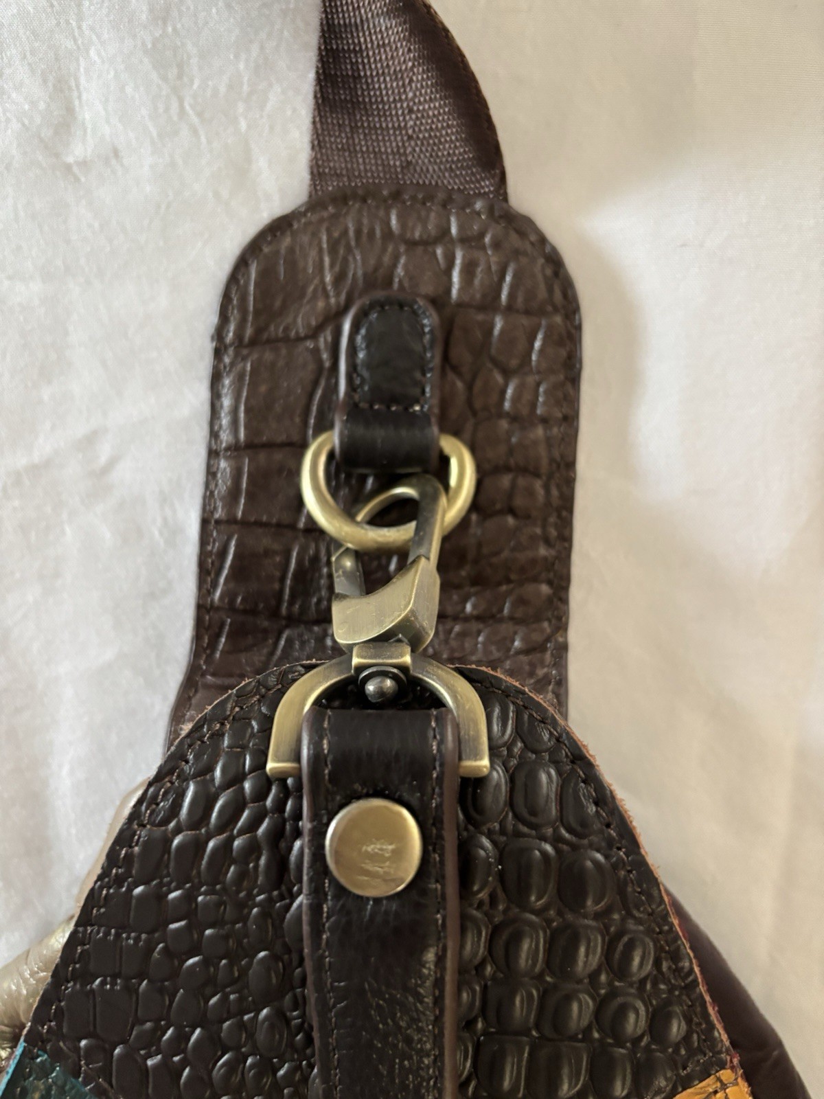 Leather Patchwork Crossbody Bag Boho Hipster - image 3