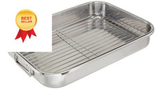 ExcelSteel 594 Roasting Pan, Stainless 16.5", 