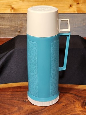 Thermos Pint Size Light Blue King-Seeley Vintage 1970s Vacuum Glass Inside VTG