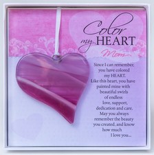 Grandparent Gift Co New 3" Swirled Pink Glass Heart Ornament, Mom