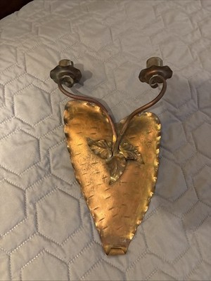 Vintage Hand Hammered Copper Gregorian Copper Wall Sconce Handmade Candlestick