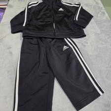 Adidas Tracksuit Toddler 2pc Set Black and White Jacket and Pants Size 18M