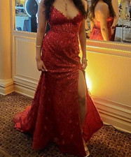 Mermaid/Trumpet Sequins Prom Dress, US Size 4 Color- Burgundy 