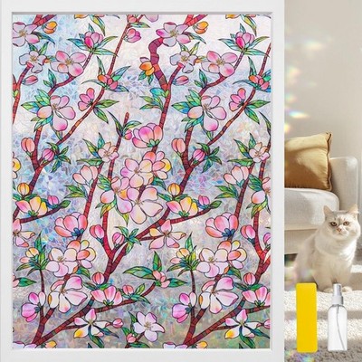 Window Privacy Film Rainbow Film Stained Glass 3D Static Cling Decorative Win...