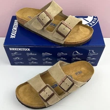 Birkenstock Arizona Taupe Soft Footbed Suede Leather Women's Sandals shoes SALE
