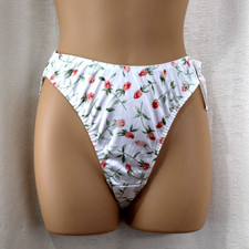 Vintage NWT Sopre White Floral Satin Bikini Panties Size 7 22-34" Waist