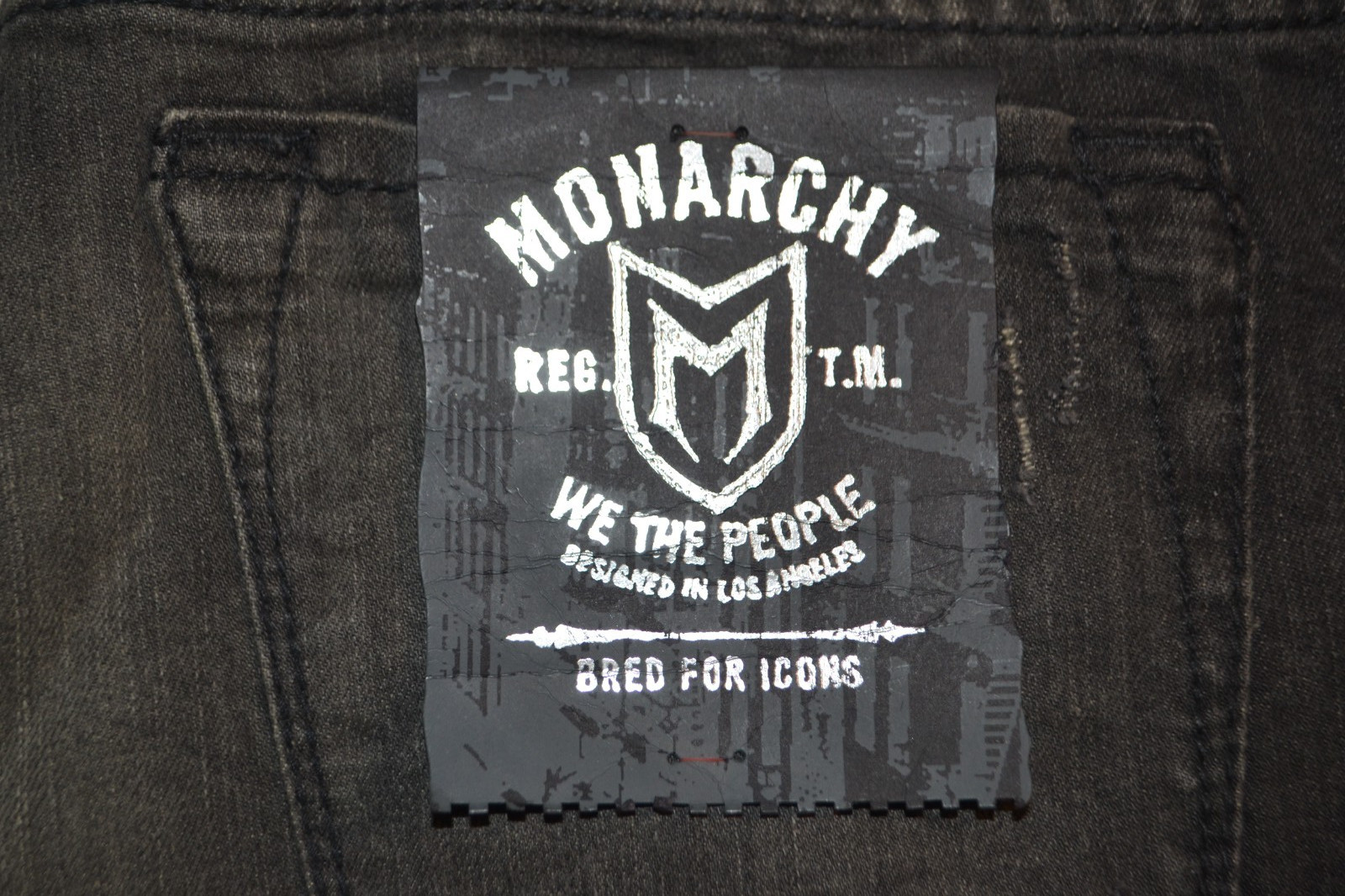 NWT Monarchy Men Straight Black Distressed Cotton Blend Jeans Sz 32x34 image 6