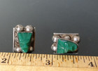 Vintage Mexico Alpaca 925 Silver Green Tribal Mask Earrings Screw Back Aztec 6g — photo 3