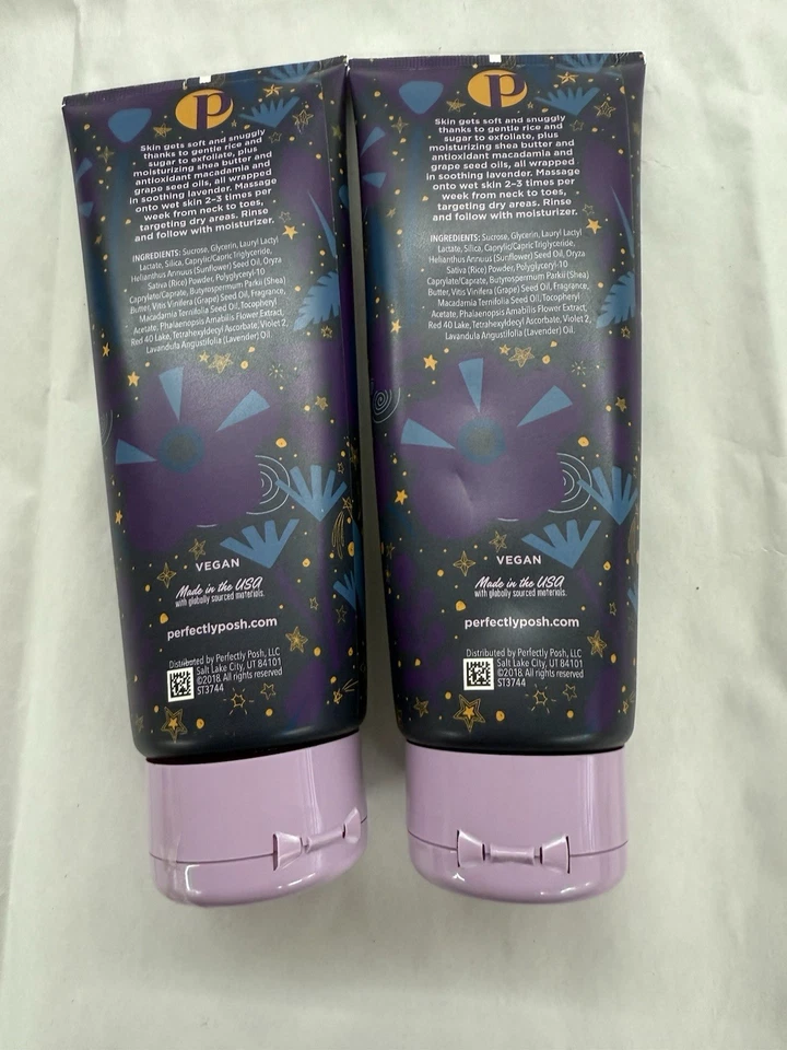 2 NEW Perfectly Posh PJs ALL DAY Calming Lavender Vanilla Sugar Body Scrub 7 Oz - Image 3 of 4