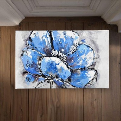 Begin Home Decor CODM213471W93F 21 x 34 in. Abstract Blue Petals Door Mat - C...