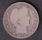 USA United States 1909 50c Silver Half Dollar Barber Coin .900 Silver
