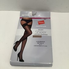 Hanes Premium Large Nude Lace Thigh High Silky Sheer Stockings 20 Denier, New