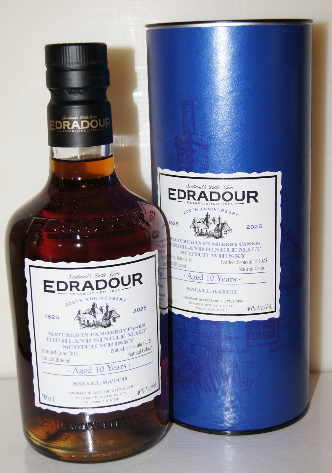 Edradour 10y 2015/2025 PX Sherry Casks 46% 200th Anniversary 1510 bottles 0.7L