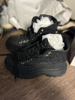 Alexander McQueen Wmns Tread Slick High Black Glitter