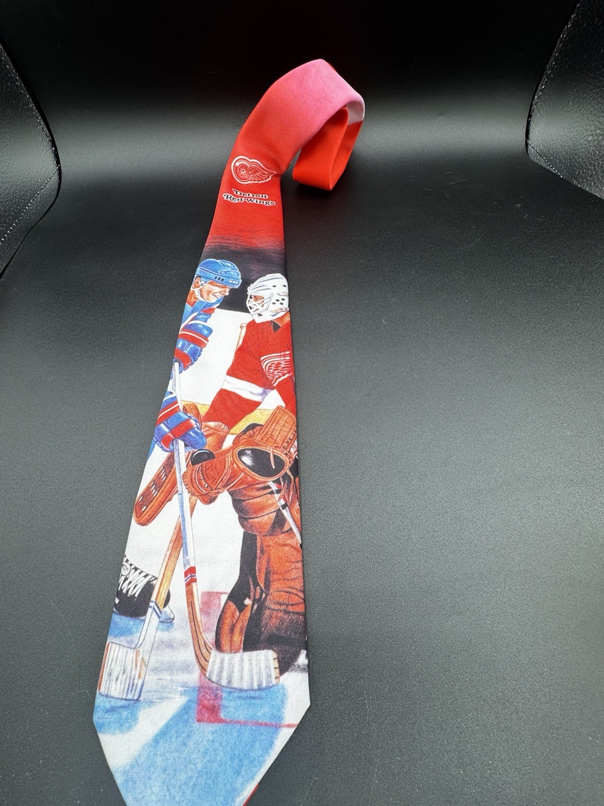 Vintage 1991 Detroit Red Wings NHL Ralph Marlin Hockey Tie USA Made Hockeytown