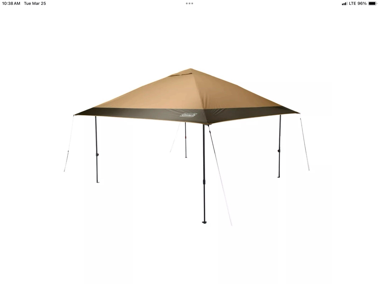 COLEMAN 13 x 13 OASIS II CANOPY COMPLETE SET FRAME AND SHADE, | eBay
