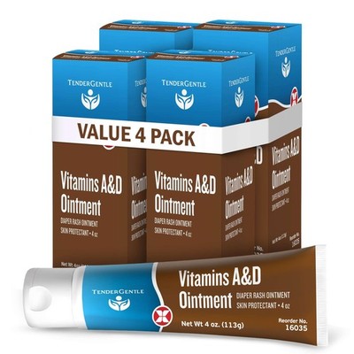 Vitamin A&D Ointment for Baby Diaper Rashes - 4 oz Tube, 4 Pack - A and D Oin...