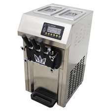 3-Flavor Soft Ice Cream Machine Ice Cream Maker 110V LED Display Double Tank