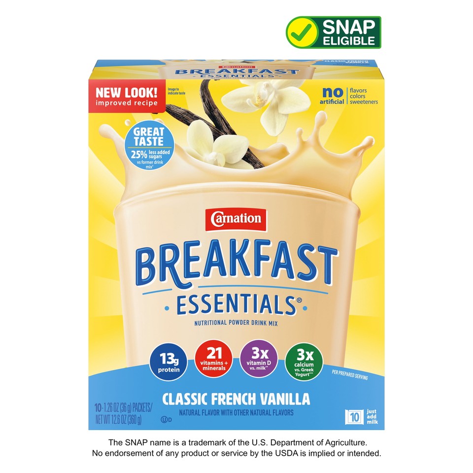 3 pk Powder Nutritional Breakfast Drink Mix, French Vanilla 10 1.26