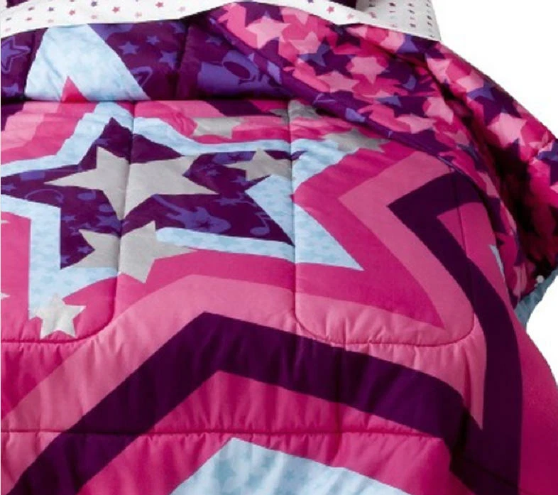 7 Peças - Edredom Reversível Circo ROCK STAR + Fratas + Conjunto de Lençóis - Roxo - COMPLETO - Imagem 3 de 4