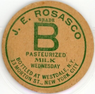 Milk Bottle Cap - J. E. Rosasco - New York City, NY - WEDNESDAY - Westdale, N.Y.
