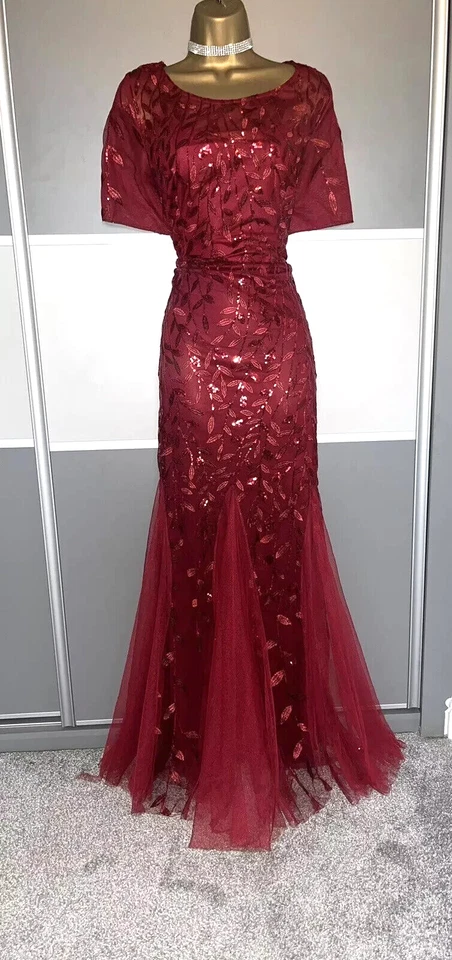 Ever Pretty Sequin Maxi Prom Ball Quiz Gown Evening Party Dress Size 14-16 - Image 4 of 4