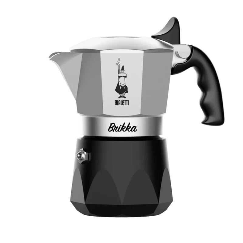 BIALETTI Moka BRIKKA Caffettiera Alluminio 2 Tazze Caffé Espresso Funzione CREMA, fotografia 3 di 8