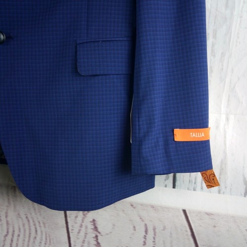 Tallia 18SK Nordstrom Boys 2 Button Blue Check Suit Blazer Jacket NWT $200 - Picture 3 of 15