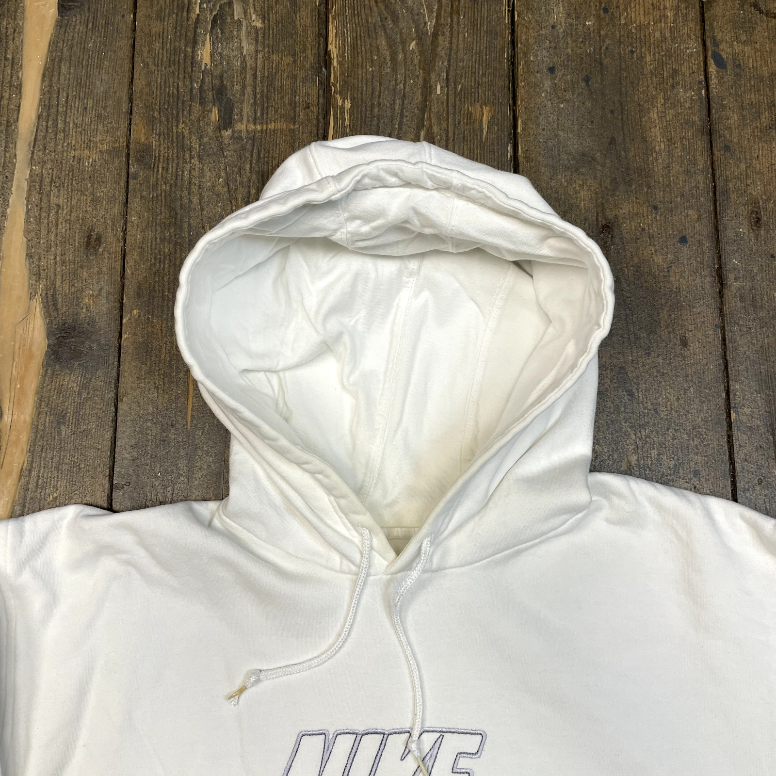 Nike Hoodie Mens Y2K Centre Club Logo Pull Over Training Sweatshirt, White, XL image 7