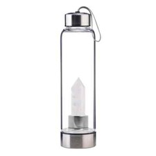 Water Glass Bottle With Crystal Point Purifying Energy Calm Healing 500ml