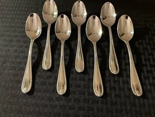 7 Lenox 18/10 TUDOR BEAD-AUGUSTA Stainless Teaspoons 6.5”