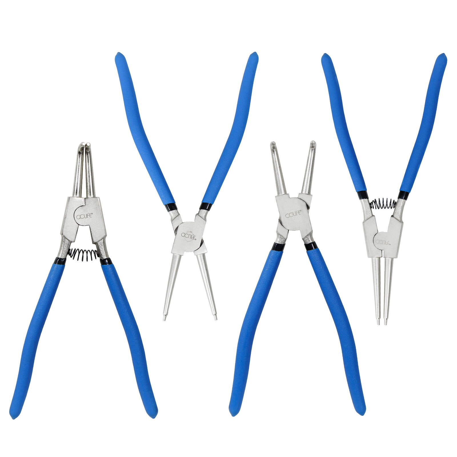 WIYETY Sprengringzange Set 4-tlg | Sicherungsringzangen 7 Zoll | Mit Rutschfesten Griffen