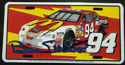 Bill Elliott Signed License Plate McDonalds Bill Elliott Racing