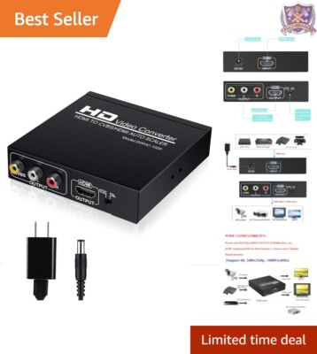 Compact HDMI to RCA Converter Splitter - 1 Input to 2 Outputs, 1080P Support